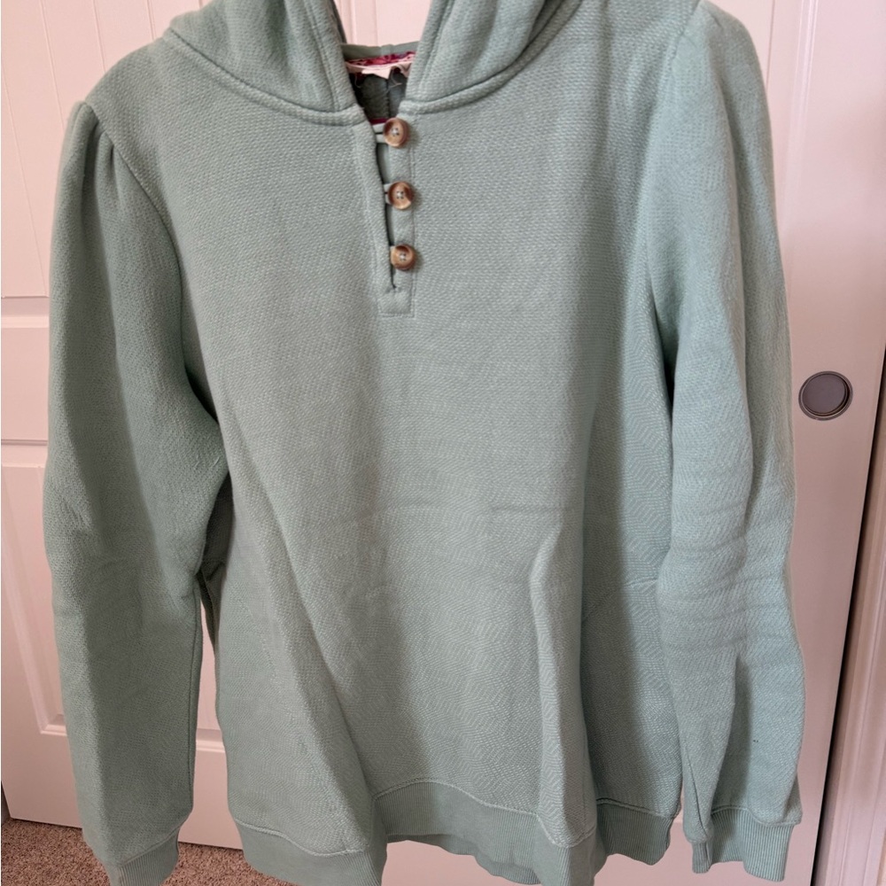 Fat Face Mint Green Hoodie with Button Detail
